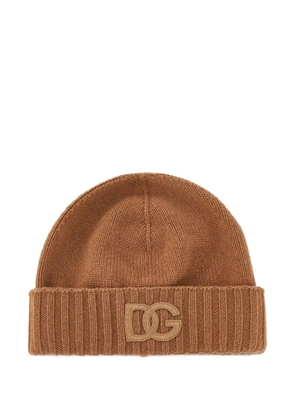Dolce & Gabbana logo ribbed beanie - Brown