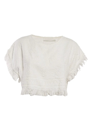 ZIMMERMANN palm-tree fringed top - White