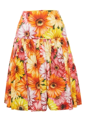Dolce & Gabbana Pre-Owned Gerbera-print tiered skirt - Orange