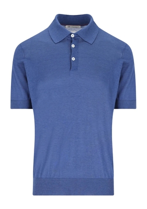 Brunello Cucinelli ribbed-hem buttoned polo shirt - Blue