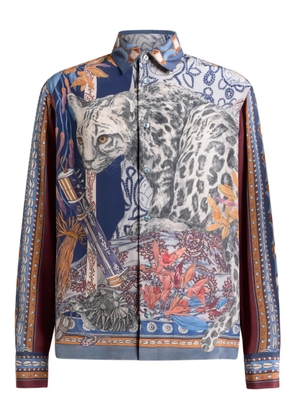ETRO leopard-print silk shirt - Blue