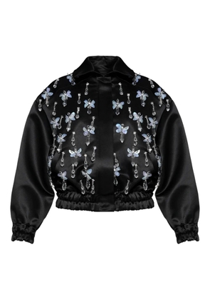 ANOUKI crystal-embellished bomber jacket - Black