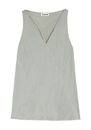 Jil Sander crystal-embellished V-neck top - Green