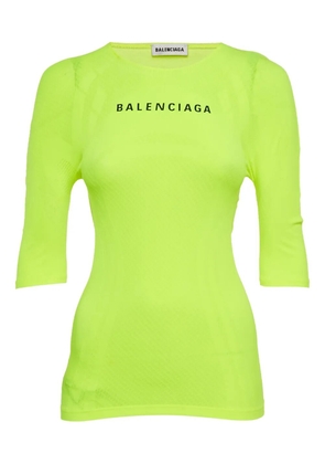Balenciaga Pre-Owned logo-print mesh top - Green