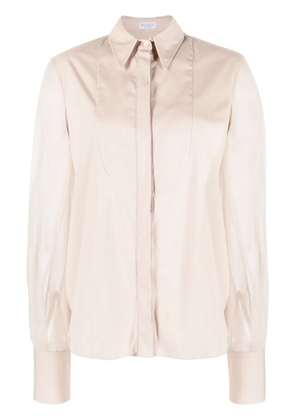 Brunello Cucinelli semi-sheer long-sleeve blouse - Neutrals