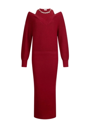 LIU JO embellished v-neck knit dress - Red