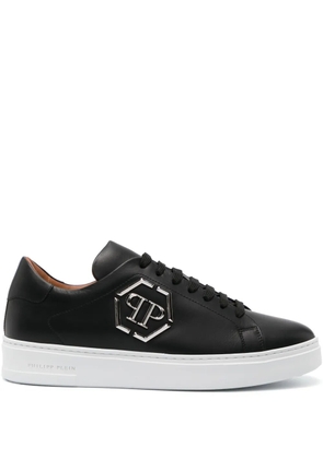 Philipp Plein logo-plaque leather sneakers - Black