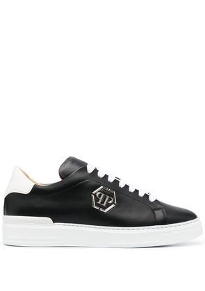 Philipp Plein logo-plaque two-tone leather sneakers - Black
