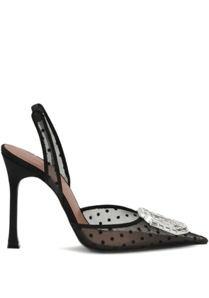 Amina Muaddi 105mm Camelia polka-dot embellished sling-back sandals - Black