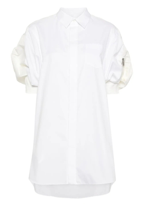 sacai puff-sleeve poplin minidress - White