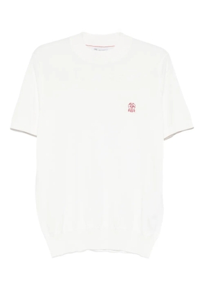 Brunello Cucinelli embroidered-logo knitted T-shirt - White