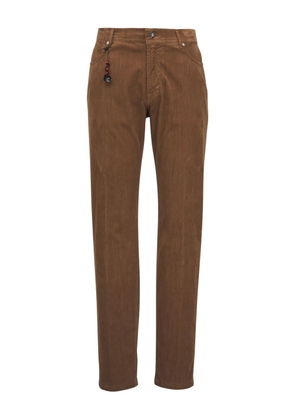 Marco Pescarolo beaded-detail logo-patch trousers - Brown