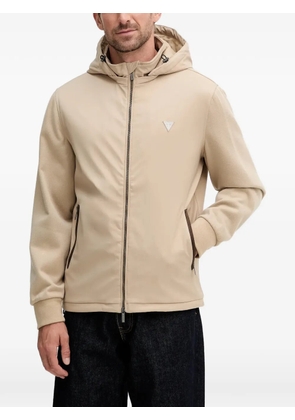 GUESS USA hooded logo-patch jacket - Neutrals