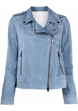 Brunello Cucinelli zip-fastening biker jacket - Blue