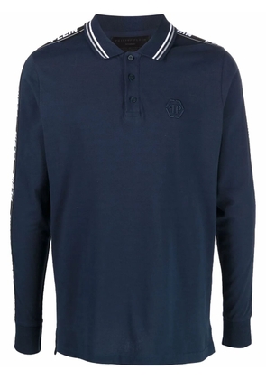 Philipp Plein logo embroidered polo shirt - Blue