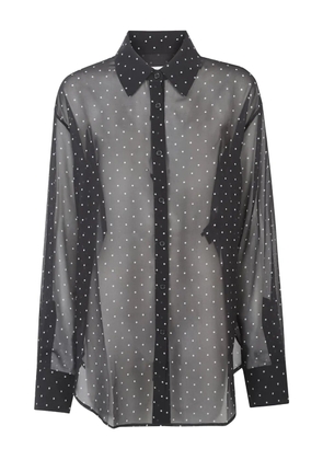The Frankie Shop Peri sheer tie-neck shirt - Black