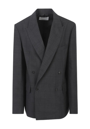 The Frankie Shop Nework plaid double-breasted blazer - Grey