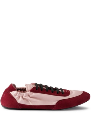 Prada suede-panel lace-up sneakers - Red