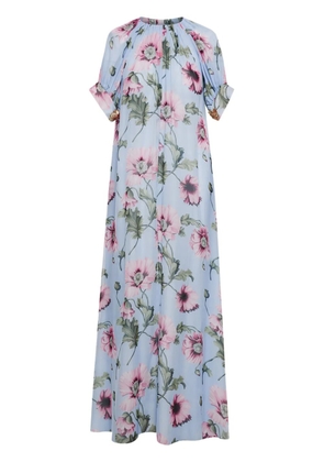 Oscar de la Renta poppy-print silk chiffon kaftan dress - Blue