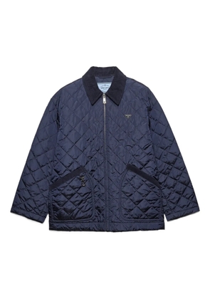 Prada velvet-collar quilted puffer jacket - Blue