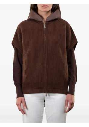 Moorer Amida hooded-zip cape - Brown