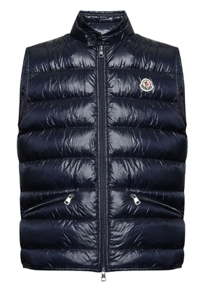 Moncler Gui logo-patch puffer gilet - Blue