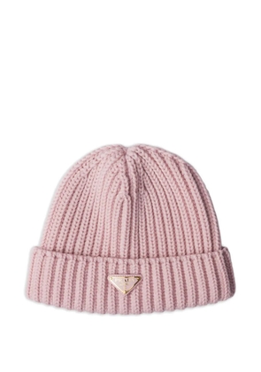 Prada triangle-logo beanie hat - Pink