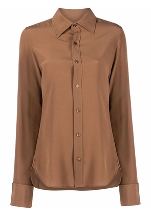 Saint Laurent collared silk shirt - Brown