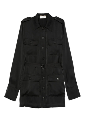 Saint Laurent belted flap-pocket shirt dress - Black