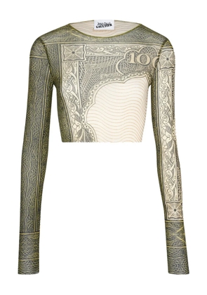 Jean Paul Gaultier long-sleeves printed crop top - Neutrals