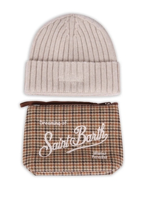 MC2 Saint Barth Christmas Box beanie hat and clutch bag set - Neutrals