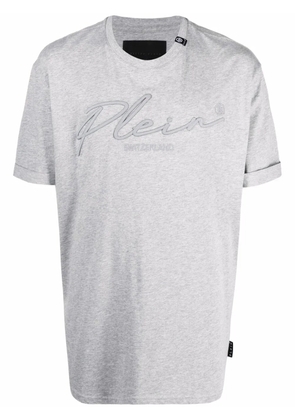 Philipp Plein logo-embroidered cotton T-shirt - Grey