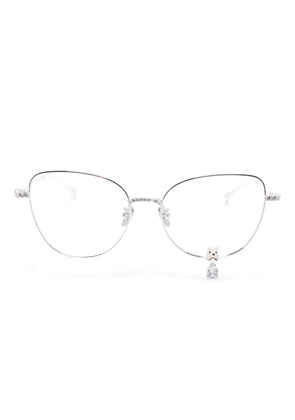 YVMIN crystal-embellished cat-eye glasses - Silver