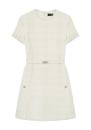 Versace check-pattern cotton mini dress - White