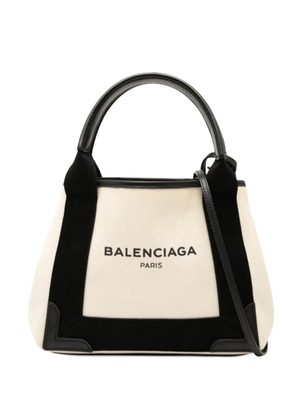 Balenciaga Pre-Owned 2018 Canvas Navy Cabas XS satchel - White