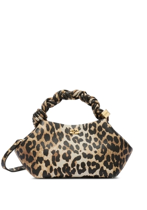 GANNI small Bou leopard-print twisted-handle crossbody bag - Brown