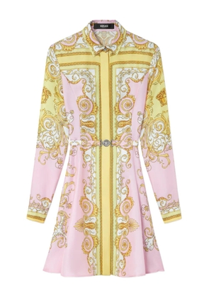 Versace Baroque-print belted mini dress - Pink