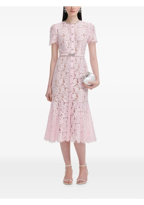 Self-Portrait lace bow-embellished midi dress - Pink