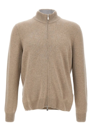 Gran Sasso zip-up ribbed cardigan - Neutrals