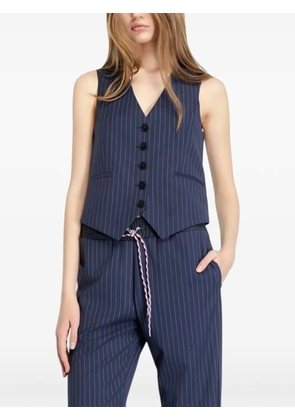 Gaelle pinstripe button gilet - Blue