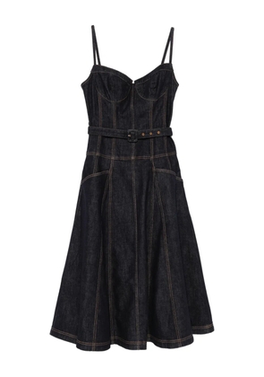 Self-Portrait belted panelled dress - Blue