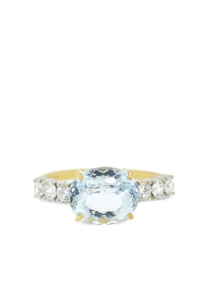 Irene Neuwirth 18k gold prong-set aquamarine and diamond ring