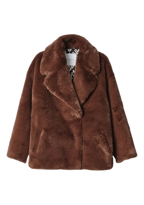 Gaelle Pelliccia lapel coat - Brown