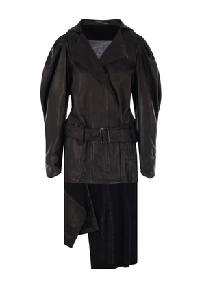 Yohji Yamamoto belted puff-sleeve coat - Black