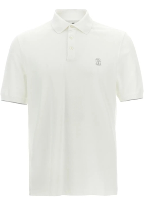Brunello Cucinelli logo-print polo shirt - White