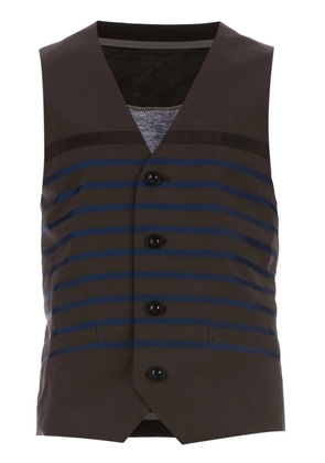 sacai striped waistcoat - Brown