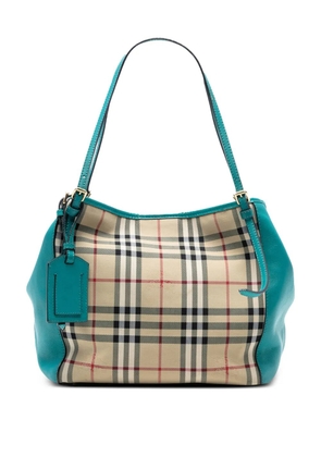 Burberry Pre-Owned 2000-2017 Small Haymarket Check Canvas and Leather Canterbury tote bag - Blue