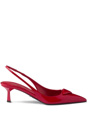Prada 55mm triangle-logo slingback heeled pumps - Red