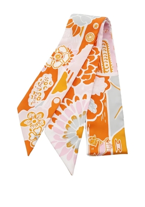 Hermès Pre-Owned Bingata floral-print ribbon silk scarf - Orange