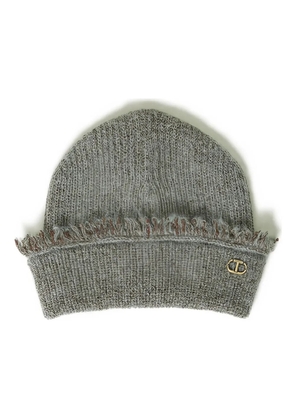 TWINSET metallic-thread frayed beanie - Green